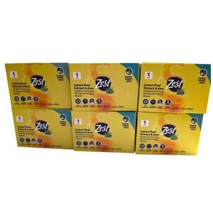 Zest Lemon Peel‎ Extract & Aloe Bar Soap 6 Pack 7.05 oz XL Size Hydrating